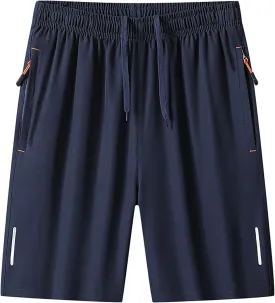 Mens Basketball Shorts Running Outdoor Activewear Gym Mosture-Wicking Breathable Bermuda Shorts with Zipper Pockets