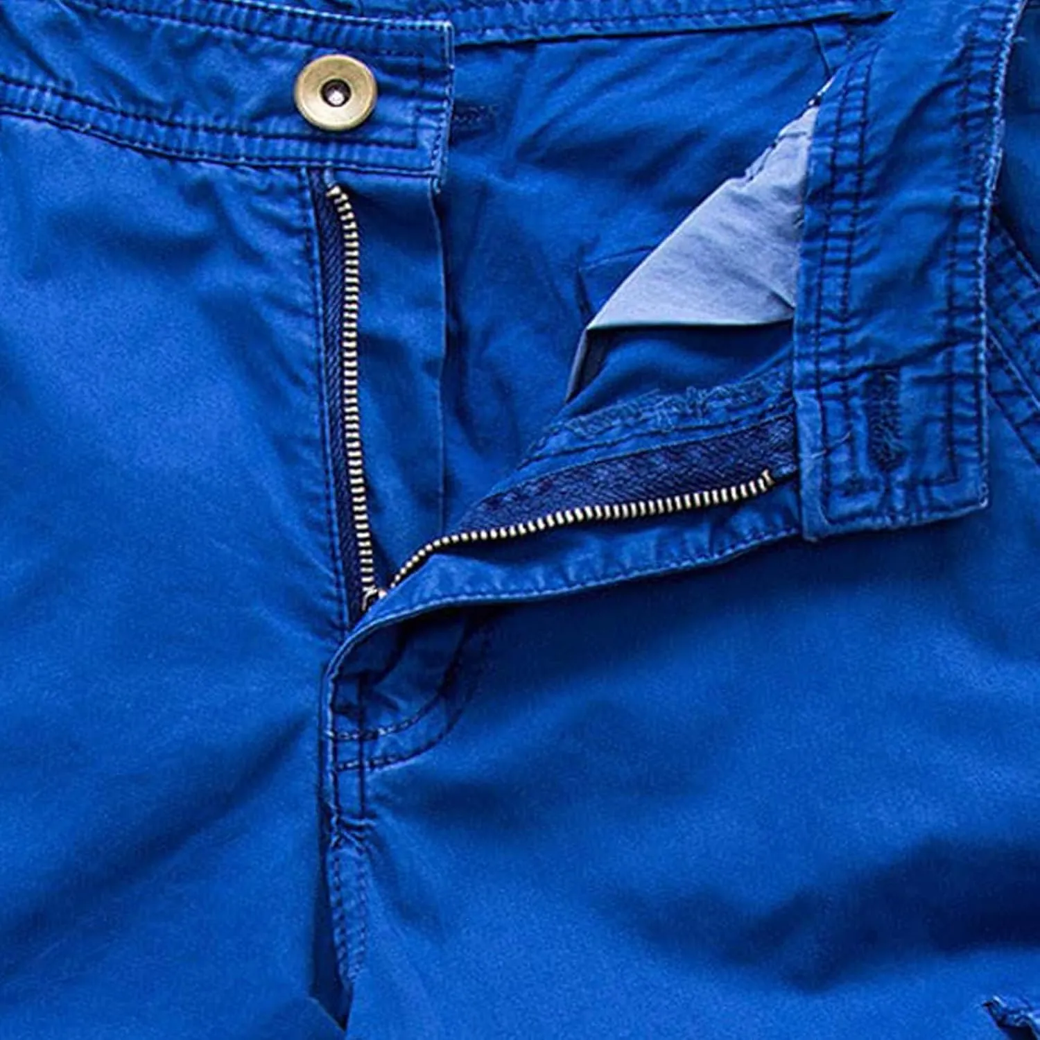 Mens Washed Cargo Shorts Zipper Button Slim Fit Hiking Shorts Summer Lightweight Beach Pants with Multi-Pockets