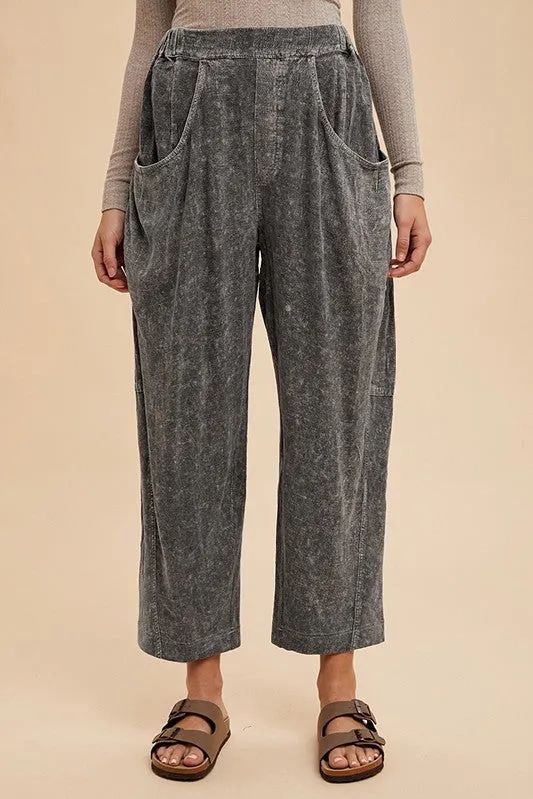 Mineral Washed Elastic Waist Pants