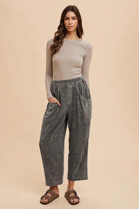 Mineral Washed Elastic Waist Pants
