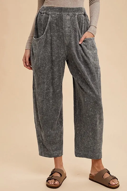 Mineral Washed Elastic Waist Pants