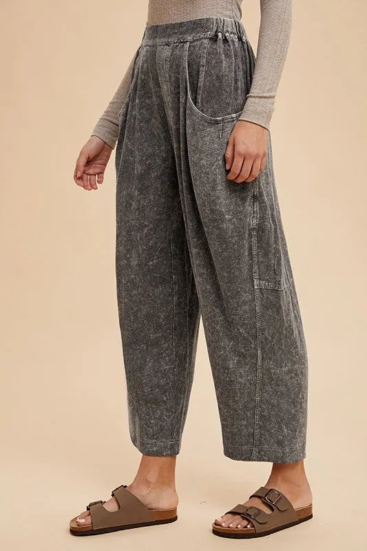 Mineral Washed Elastic Waist Pants