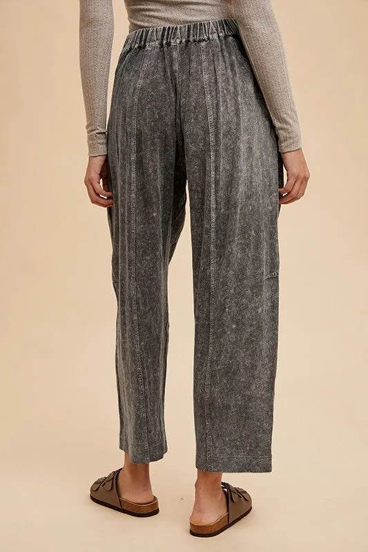 Mineral Washed Elastic Waist Pants