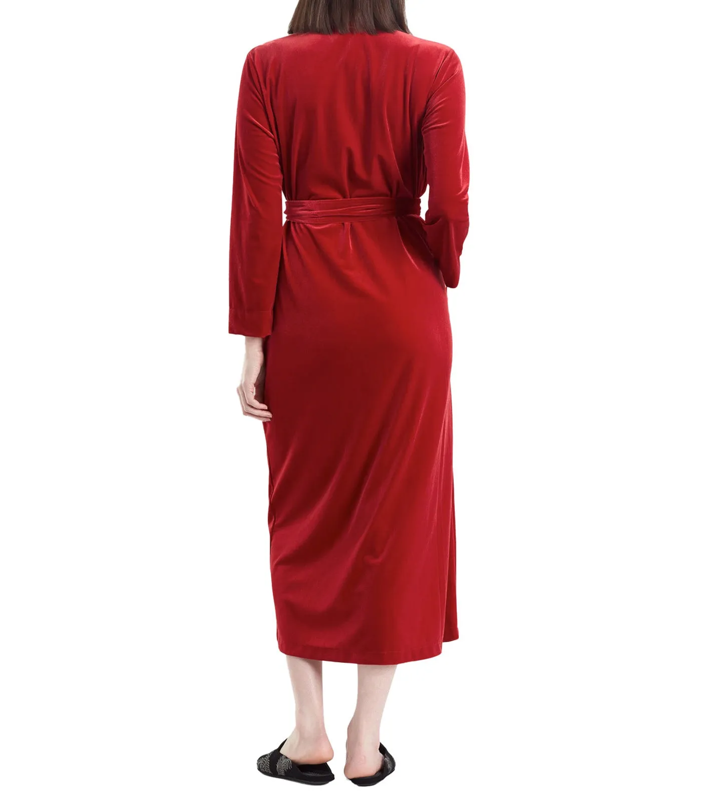 Natalie Velvet Robe Brocade Red