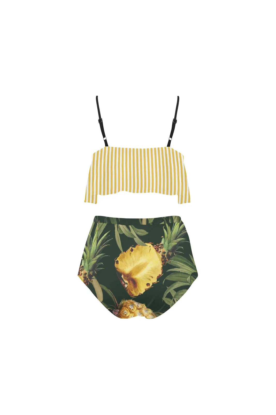 Pineapple Print High Waisted Flounce Bikini Set
