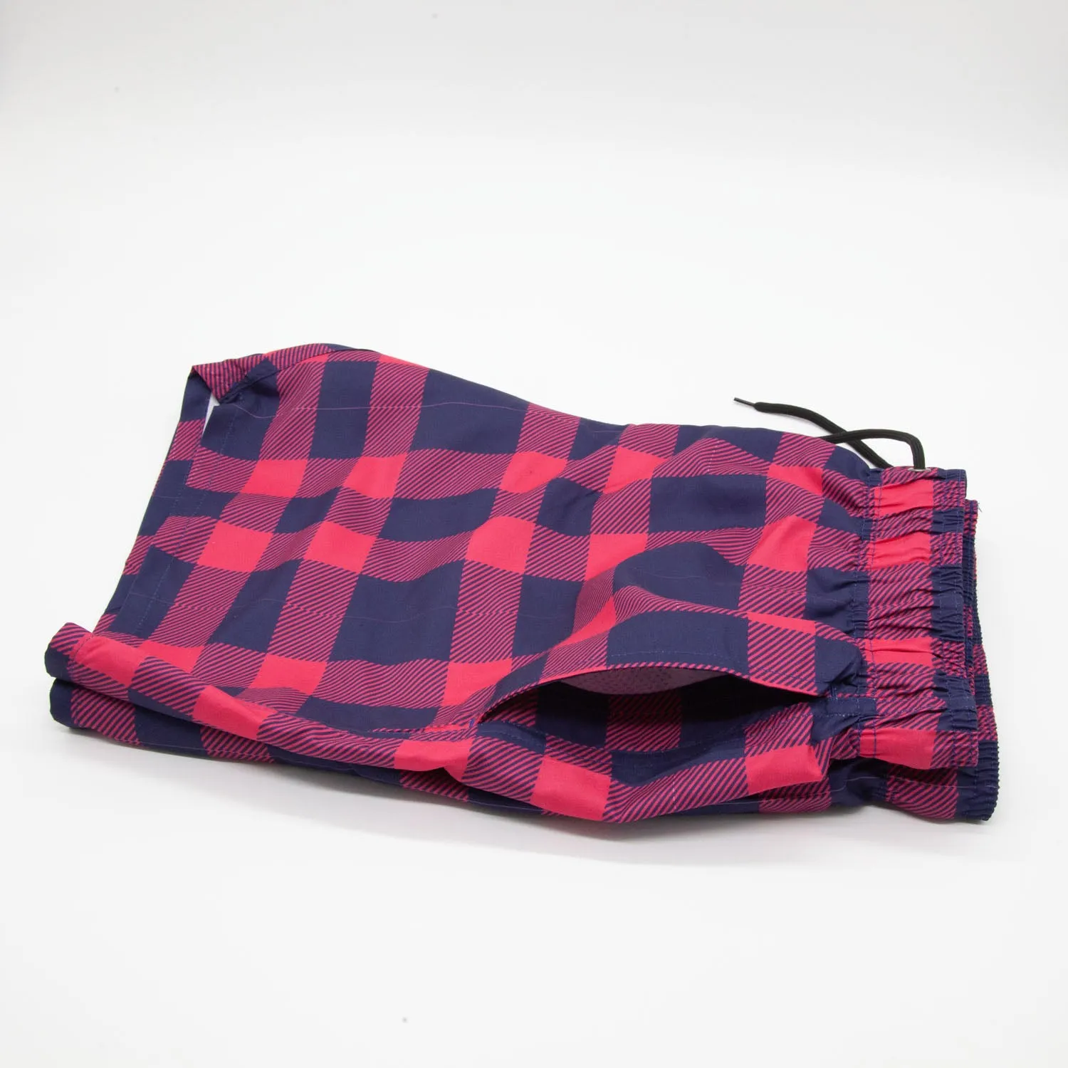 Red & Navy Tartan Swim Shorts