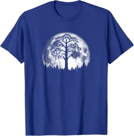 Retro Full Moon & Minimalist Pine Tree Vintage Graphic T-Shirt