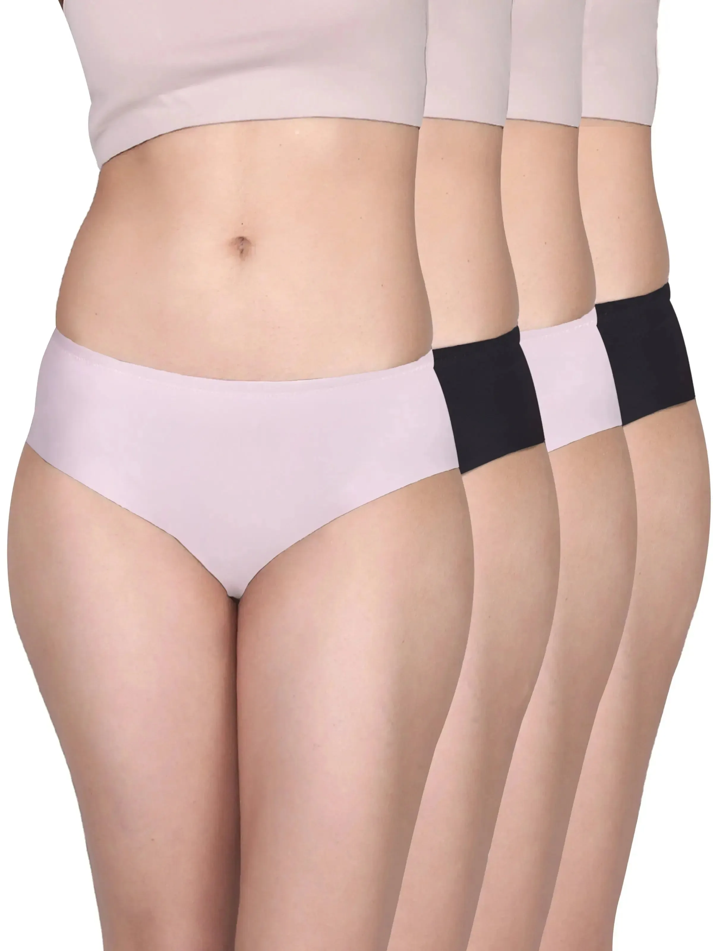 SEAMLESS HIPSTER PANTIES | COTTON CROTCH & NO VISIBLE PANTY LINES | FULL COVERAGE | 4 ASSORTED COLOURS