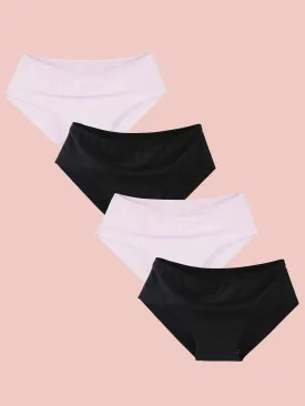 SEAMLESS HIPSTER PANTIES | COTTON CROTCH & NO VISIBLE PANTY LINES | FULL COVERAGE | 4 ASSORTED COLOURS
