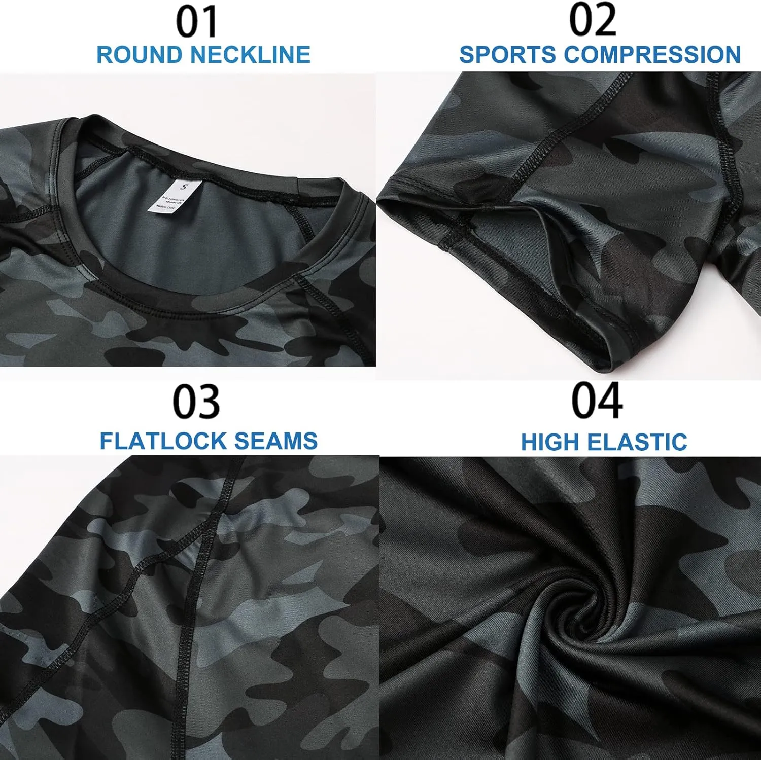 SPVISE Men's Compression Shirts Short Sleeve Workout Gym T-Shirt Running Tops Cool Dry Sports Base Layer Athletic Undershirts