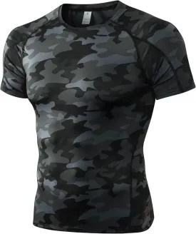 SPVISE Men's Compression Shirts Short Sleeve Workout Gym T-Shirt Running Tops Cool Dry Sports Base Layer Athletic Undershirts