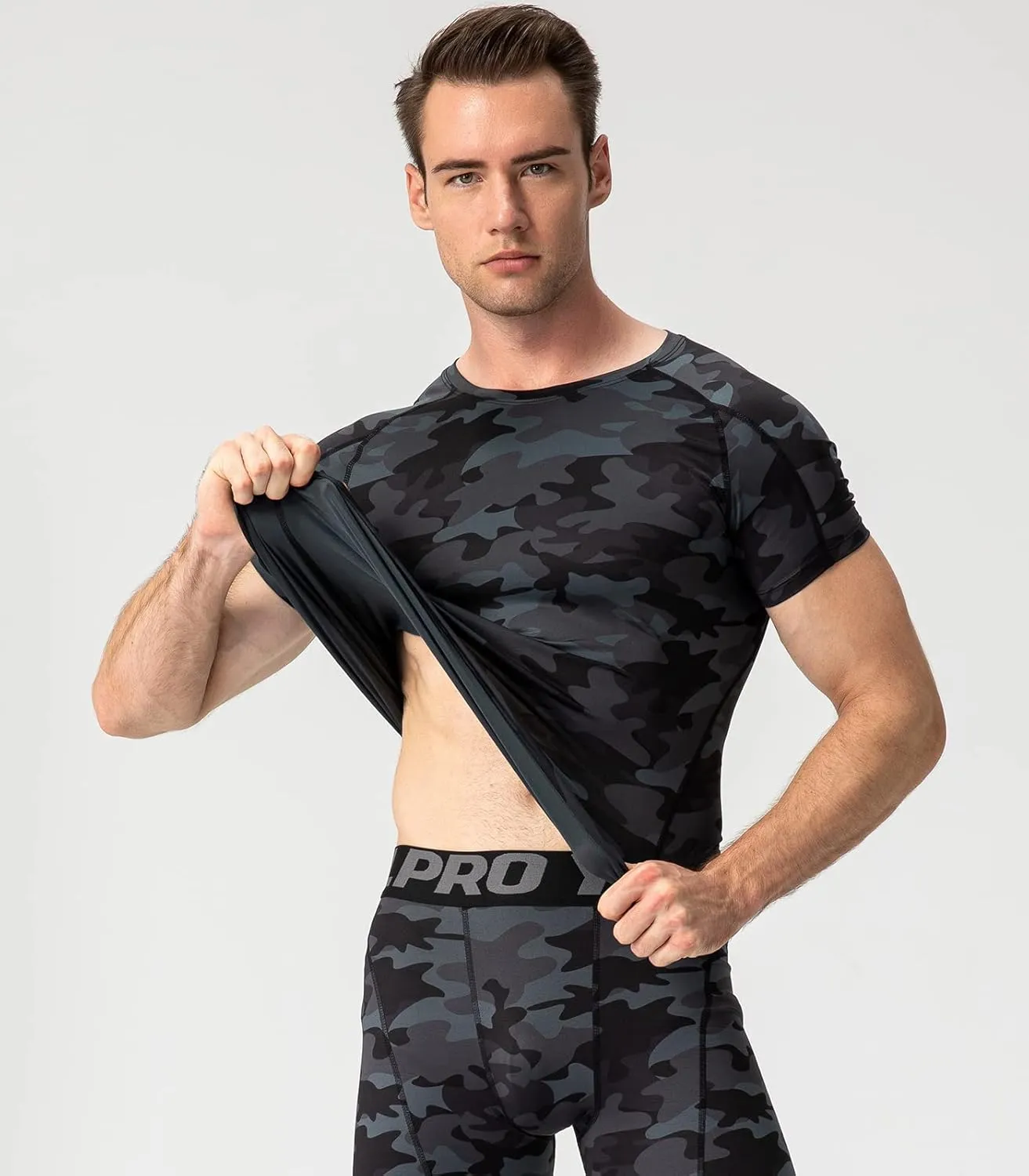 SPVISE Men's Compression Shirts Short Sleeve Workout Gym T-Shirt Running Tops Cool Dry Sports Base Layer Athletic Undershirts
