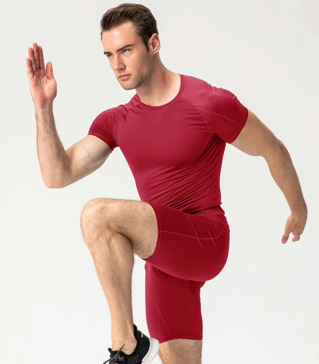 SPVISE Men's Compression Shirts Short Sleeve Workout Gym T-Shirt Running Tops Cool Dry Sports Base Layer Athletic Undershirts