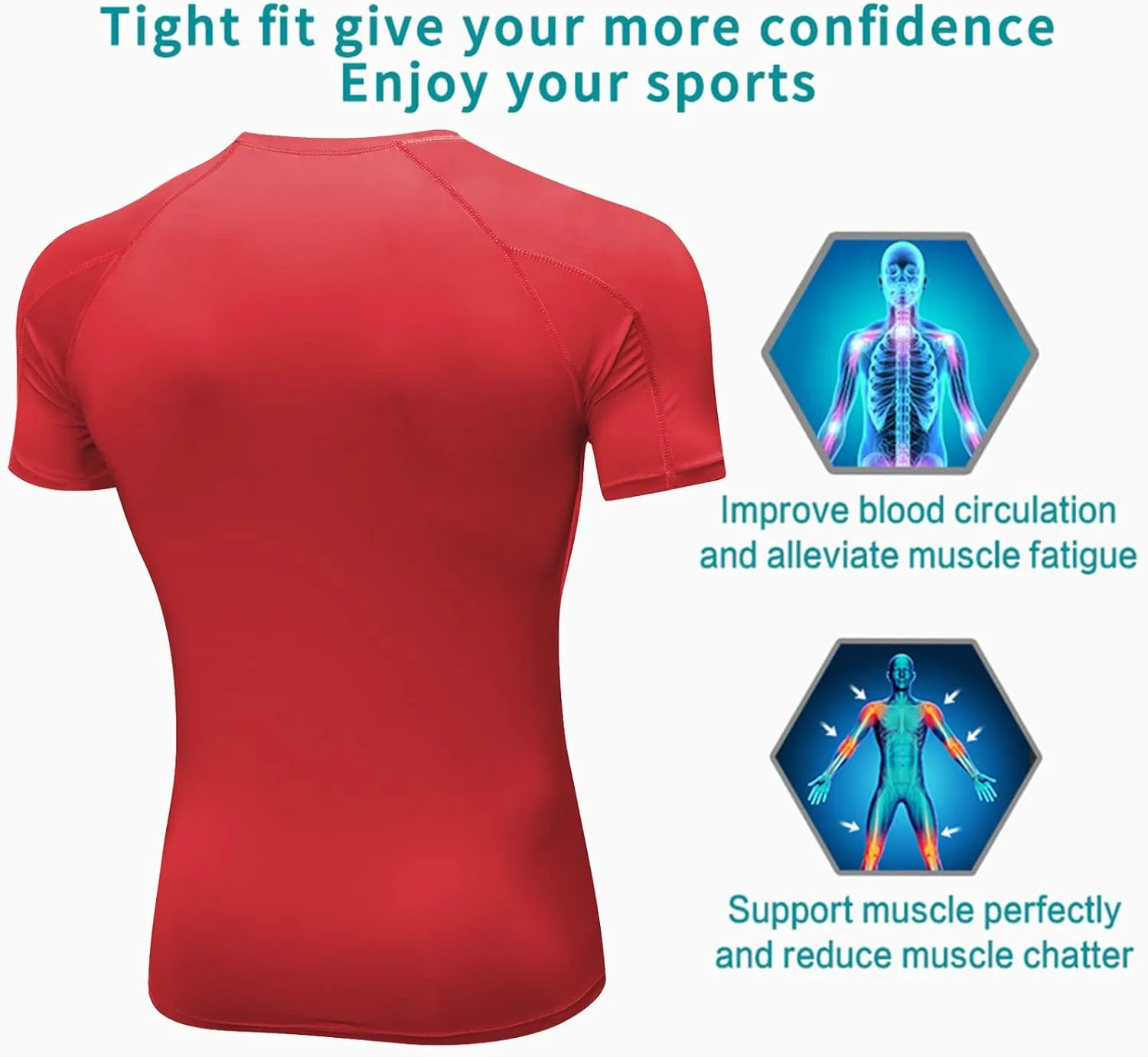 SPVISE Men's Compression Shirts Short Sleeve Workout Gym T-Shirt Running Tops Cool Dry Sports Base Layer Athletic Undershirts