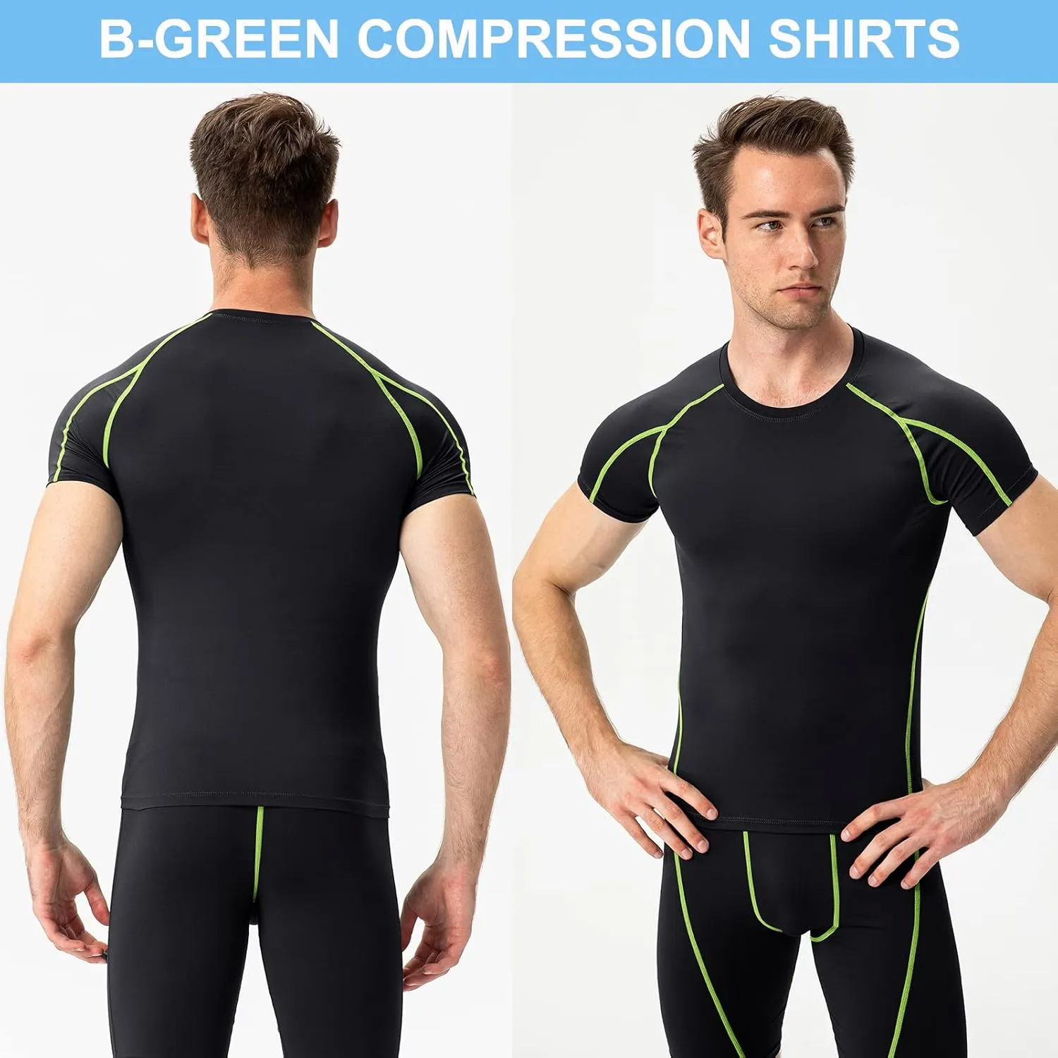 SPVISE Men's Compression Shirts Short Sleeve Workout Gym T-Shirt Running Tops Cool Dry Sports Base Layer Athletic Undershirts