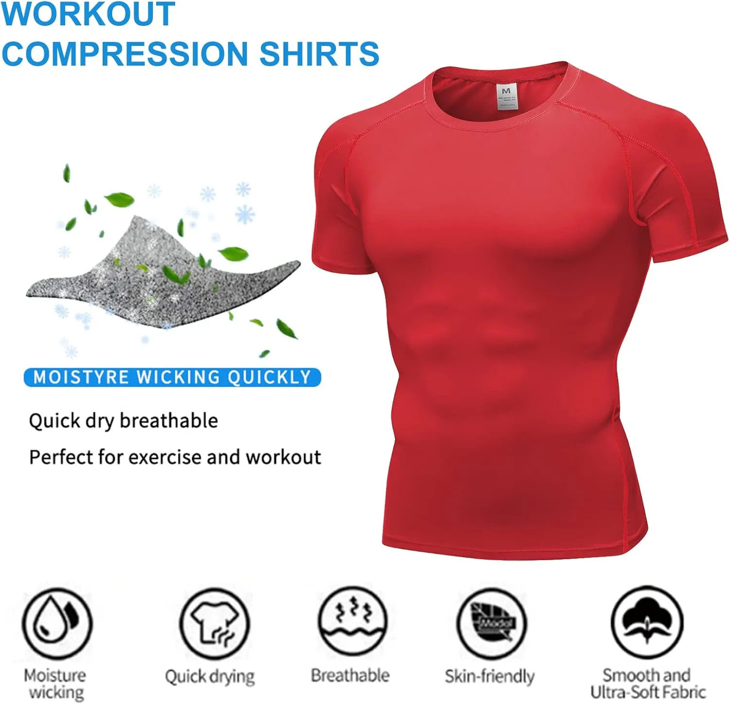 SPVISE Men's Compression Shirts Short Sleeve Workout Gym T-Shirt Running Tops Cool Dry Sports Base Layer Athletic Undershirts