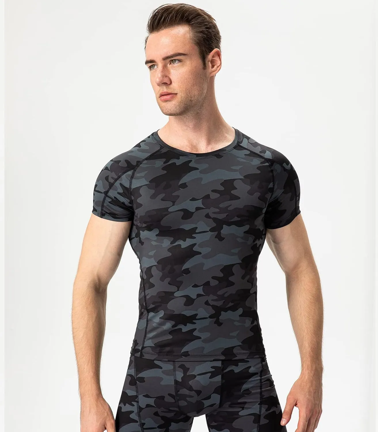 SPVISE Men's Compression Shirts Short Sleeve Workout Gym T-Shirt Running Tops Cool Dry Sports Base Layer Athletic Undershirts