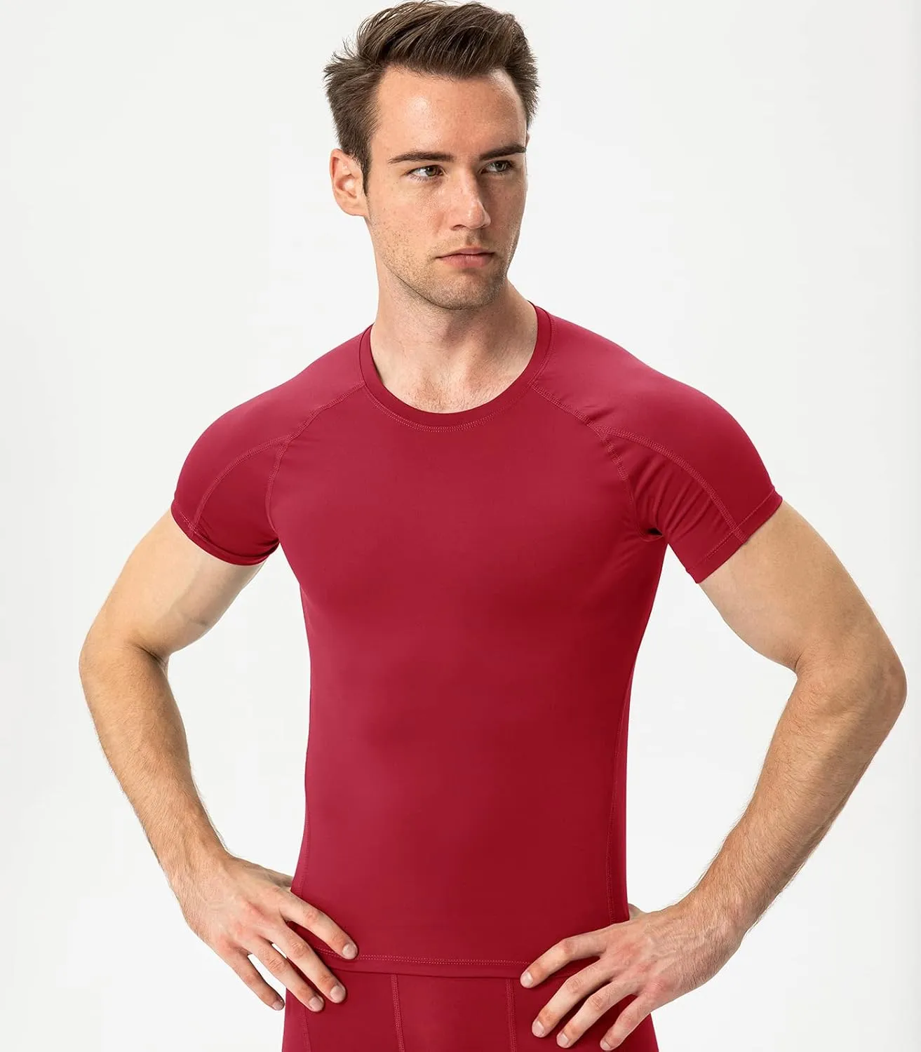 SPVISE Men's Compression Shirts Short Sleeve Workout Gym T-Shirt Running Tops Cool Dry Sports Base Layer Athletic Undershirts