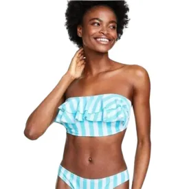 STONEY CLOVER - Bandeau Ruffle Striped Strapless Bikini Set