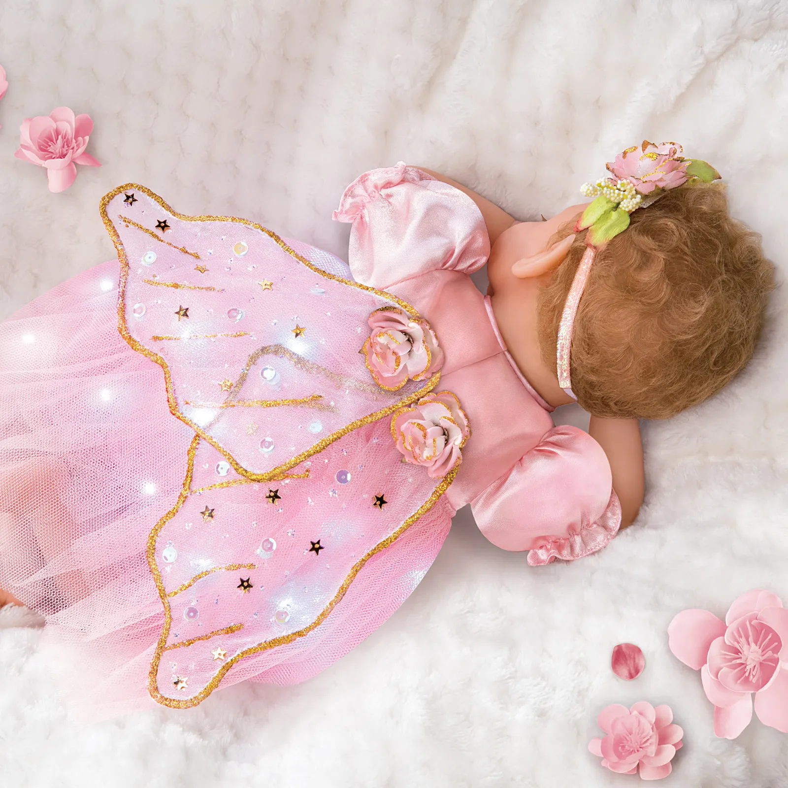 The Ashton - Drake Galleries Dream Blossom Silicone Fairy Baby Doll with Illuminated Outfit Poseable & Handcrafted TrueTouch® Authentic Silicone Skin Baby Girl Doll by Ina Volprich 13.5"-Inches