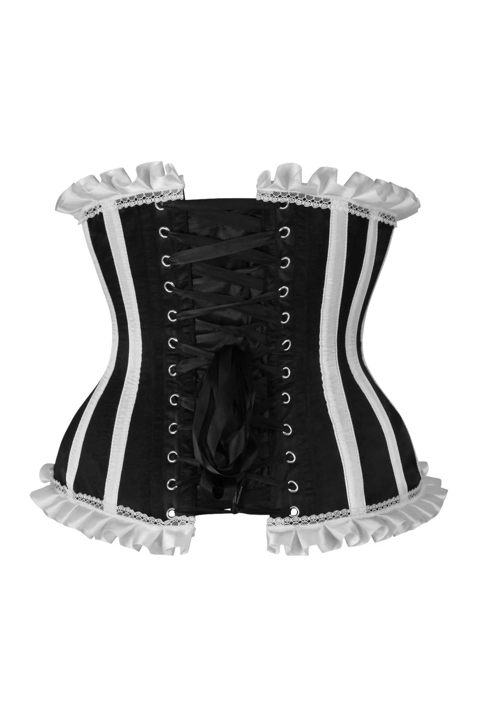 Top Drawer Black/White Steel Boned Burlesque Underbust Corset Waist Cincher