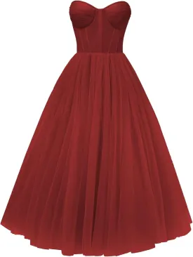 Tvuyet Elegant Tulle Short Prom Dresses for Teens Ball Gown Corset Homecoming Dresses Tea Length Formal Cocktail Dress