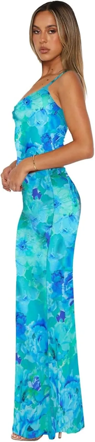 Two Piece Skirt Set for Women - Sexy 2 Pc Sleeveless Spaghetti Strap Pleated Tank Top Maxi Long Skirts Sets