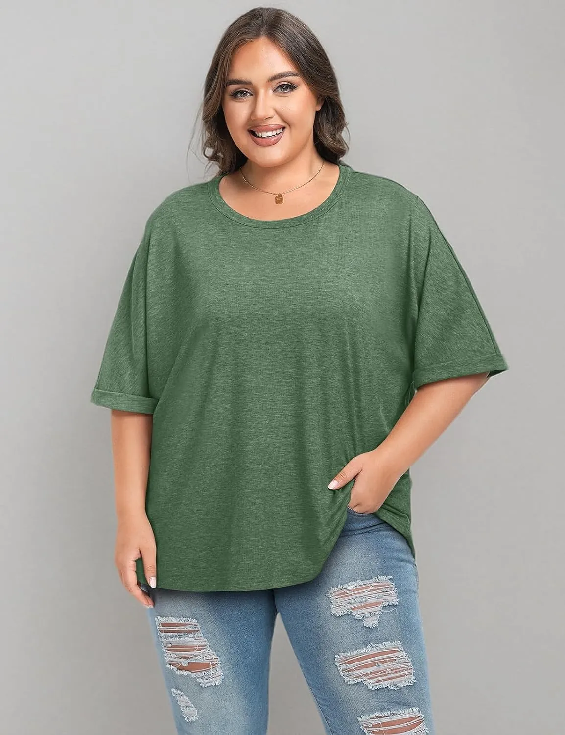 UEU Women Oversized T-Shirt Summer Casual Loose Fit Short Sleeve Basic Tops Workout Gym Tee Shirt