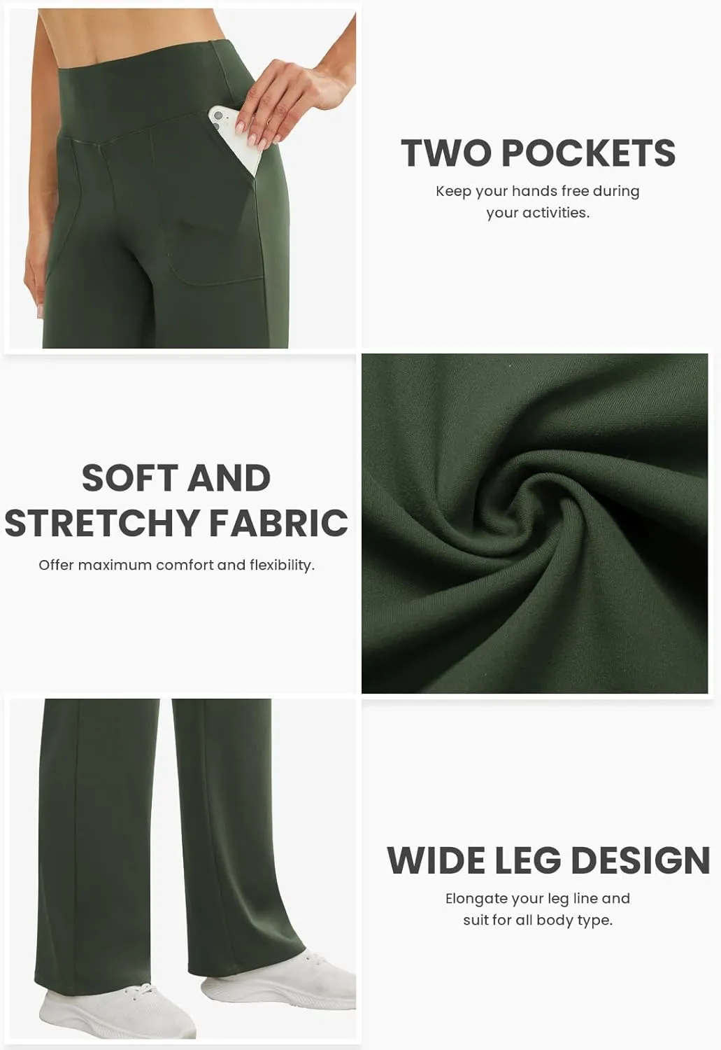 Wide Leg Pants Woman High Waist Yoga Pants with Pockets Loose Stretch Dress Work Sweatpants Casual Lounge