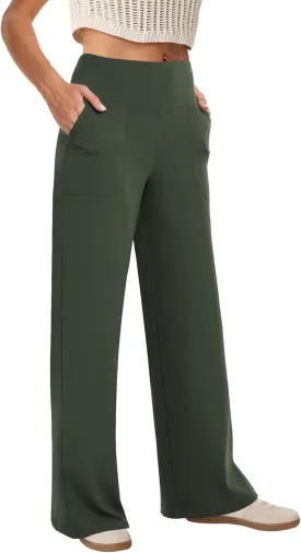 Wide Leg Pants Woman High Waist Yoga Pants with Pockets Loose Stretch Dress Work Sweatpants Casual Lounge
