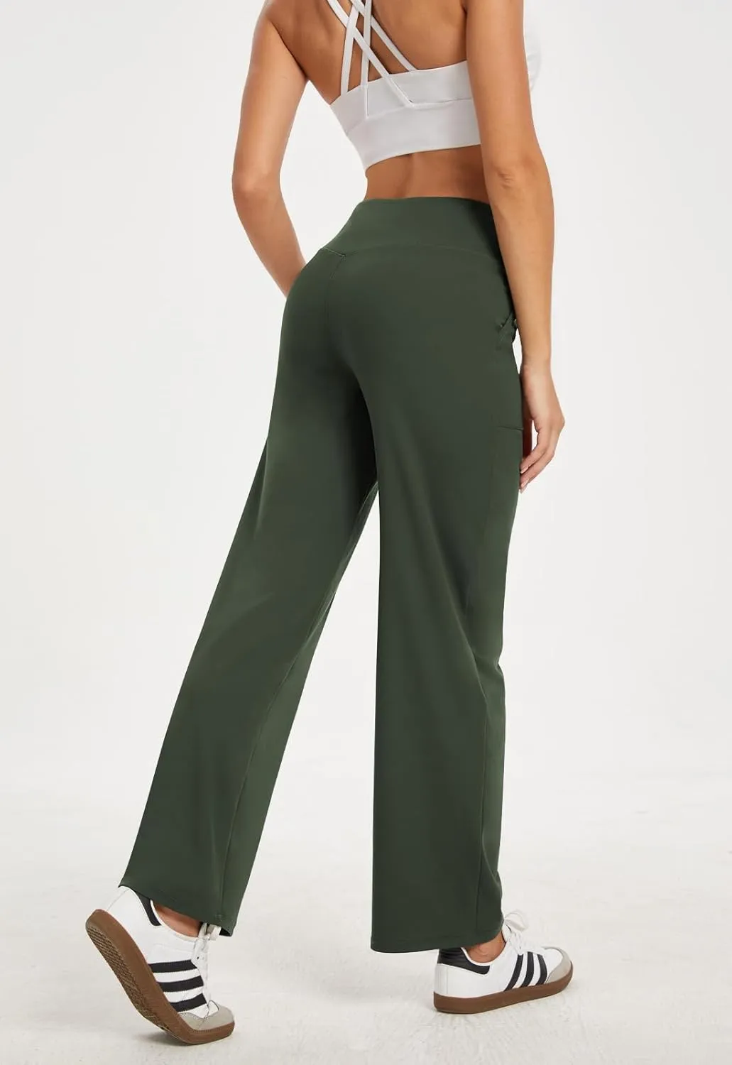 Wide Leg Pants Woman High Waist Yoga Pants with Pockets Loose Stretch Dress Work Sweatpants Casual Lounge