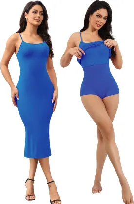 Women's Bodycon Dresses Built in Bra and Bodysuit Sexy Slip Midi Dress Spaghetti Strap Dresses Party Club Summer