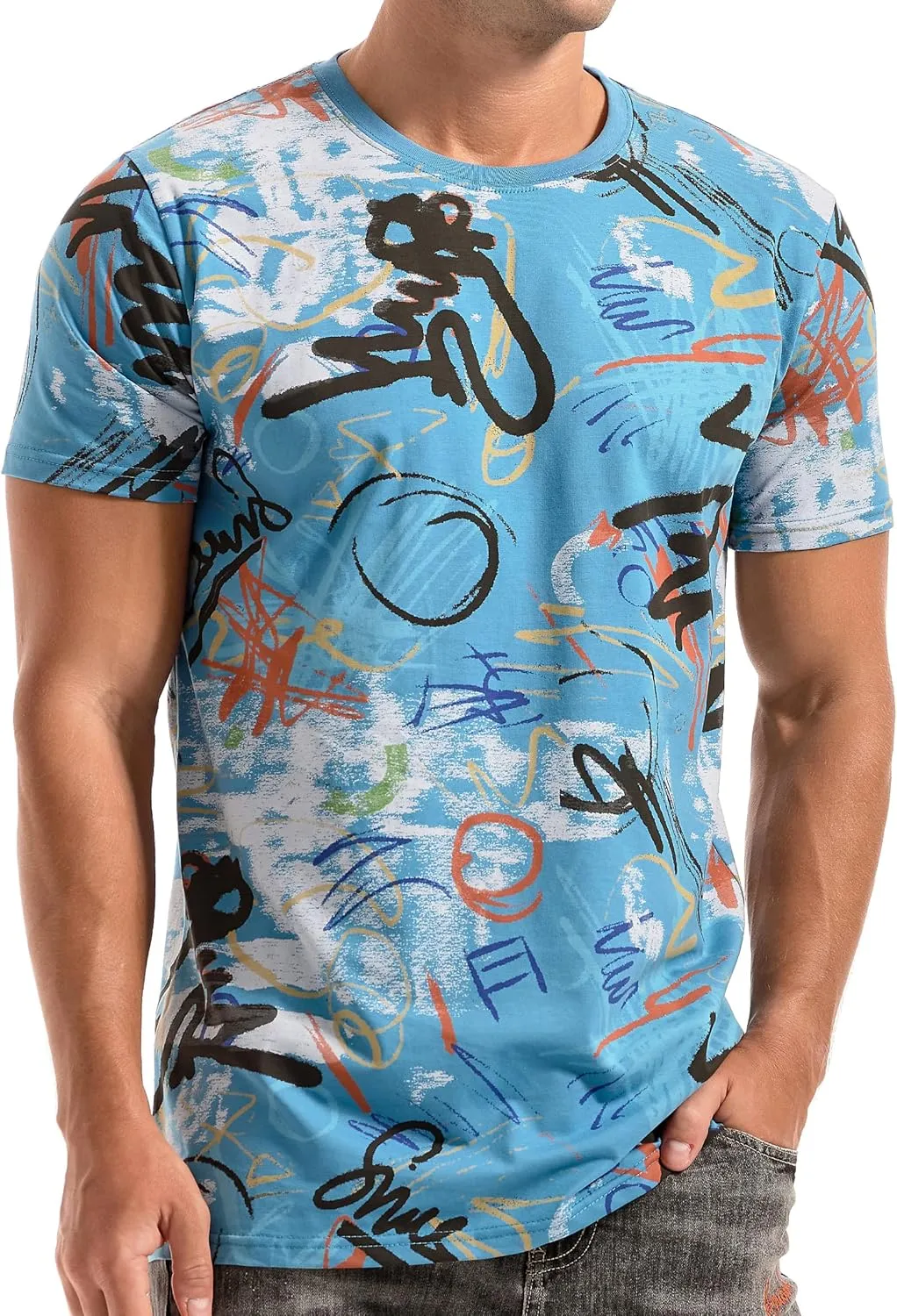 YININF Mens Hipster Hip Hop Short Sleeve Print T-Shirt Shirts Men