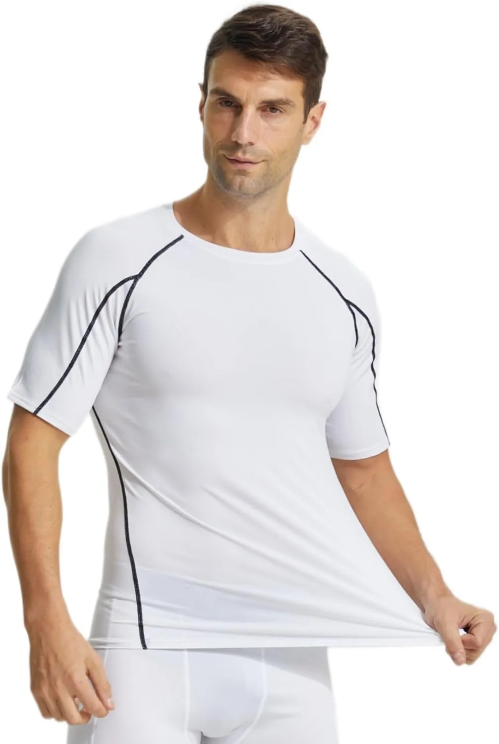 YUSHOW Men's Compression Shirts for Workout Moisture Wicking Quick Dry Running Athletic Base Layer Short Sleeve